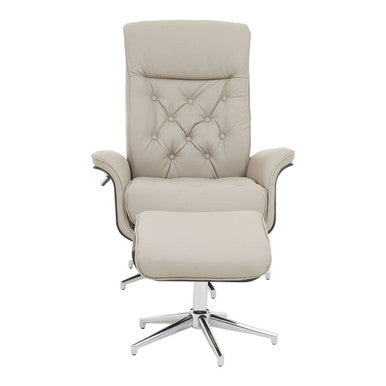 Mink Leather Effect Recliner and Footstool | Warrington