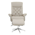 Mink Leather Effect Recliner and Footstool | Warrington