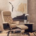 Mink Leather Effect Recliner and Footstool | Warrington