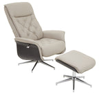 Mink Leather Effect Recliner and Footstool | Warrington