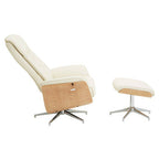 Ivory Leather Effect Recliner and Footstool | Warrington