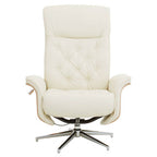 Ivory Leather Effect Recliner and Footstool | Warrington