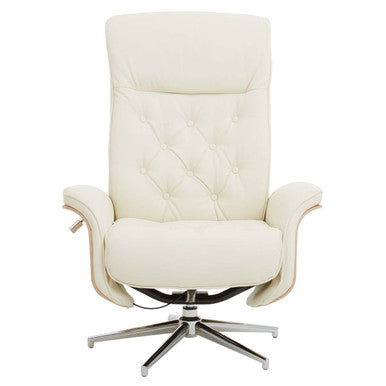 Ivory Leather Effect Recliner and Footstool | Warrington