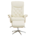Ivory Leather Effect Recliner and Footstool | Warrington