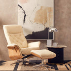 Ivory Leather Effect Recliner and Footstool | Warrington
