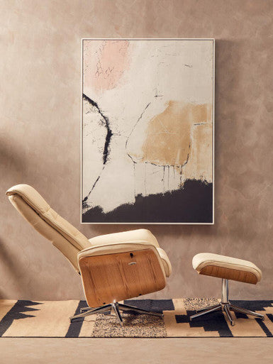 Ivory Leather Effect Recliner and Footstool | Warrington