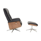 Black Leather Effect Recliner and Footstool | Warrington