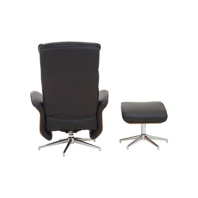 Black Leather Effect Recliner and Footstool | Warrington