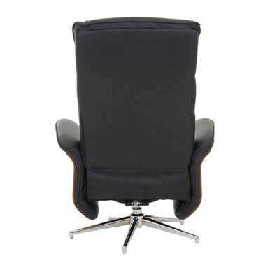 Black Leather Effect Recliner and Footstool | Warrington