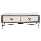 Dark Mud Grey Recycled Elm Wood Coffee Table with Two Storage Drawers and Metal Frame | Milan
