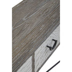Dark Mud Grey Elm Wood 4-Drawer Console Table Textured Drawer Fronts and Antique Metal Legs | Milan