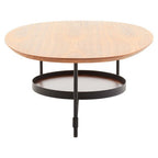 Black Metal Frame Coffee Table with Natural Oblong Top | Doha