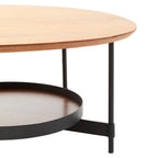 Black Metal Frame Coffee Table with Natural Oblong Top | Doha