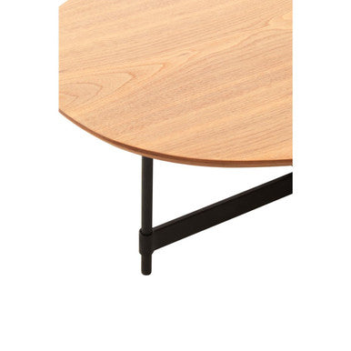 Black Metal Frame Coffee Table with Natural Oblong Top | Doha