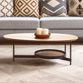 Black Metal Frame Coffee Table with Natural Oblong Top | Doha