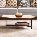 Black Metal Frame Coffee Table with Natural Oblong Top | Doha