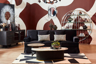 Black Metal Base Coffee Table with Grey Slate Top | Doha