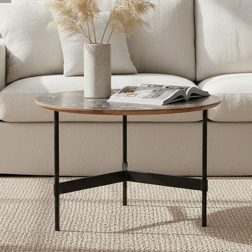 Black Metal Base Coffee Table with Grey Slate Top | Doha