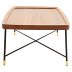Natural Wooden Top Coffee Table with Black Cross Metal Legs | Doha