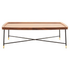 Natural Wooden Top Coffee Table with Black Cross Metal Legs | Doha