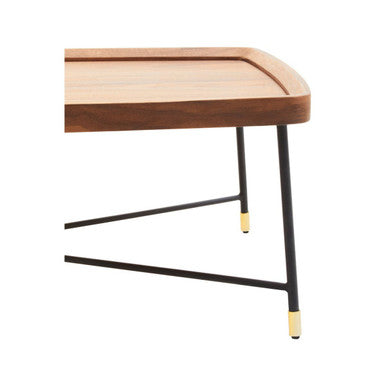 Natural Wooden Top Coffee Table with Black Cross Metal Legs | Doha