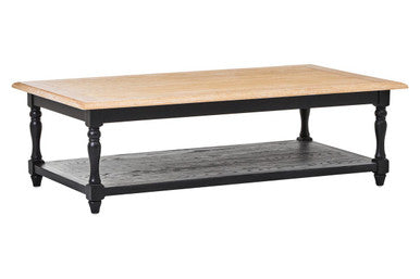 Antique Oak Top Coffee Table with Grey Birchwood Legs and Storage Undershelf | Kensington Townhouse