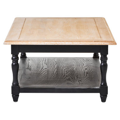 Antique Oak Top Coffee Table with Grey Birchwood Legs and Storage Undershelf | Kensington Townhouse