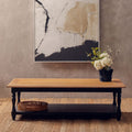 Antique Oak Top Coffee Table with Grey Birchwood Legs and Storage Undershelf | Kensington Townhouse