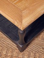 Antique Oak Top Coffee Table with Grey Birchwood Legs and Storage Undershelf | Kensington Townhouse