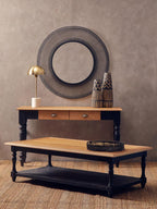 Antique Oak Top Coffee Table with Grey Birchwood Legs and Storage Undershelf | Kensington Townhouse