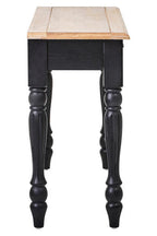Natural Oak Veneer Top 2-Drawer Console Table with Black Knopped Birchwood Legs and Silver Cupped Handles | Kensington Townhouse