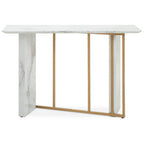 White Marble Effect Top Console Table with Gold Powder Coated Metal Base | Vieste