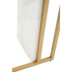 White Marble Effect Top Console Table with Gold Powder Coated Metal Base | Vieste