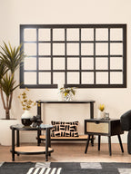 Black Elm Wooden Frame and Clear Glass Top 2-Tier Console Table with Natural Rattan Shelf | Cebu