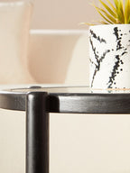 Black Wood and Rattan Frame Coffee Table with Glass Top | Cebu