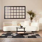 Black Wood and Rattan Frame Coffee Table with Glass Top | Cebu
