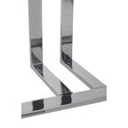 Grey Gloss Finish Fluted Top Console Table with 2 Drawers and Silver Steel Frame, Genoa