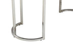 Grey High Gloss Oval Dining Table with Fluted Edge and Polished Stainless Steel Sledge Base | Genoa