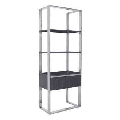 Grey and Stainless Steel Shelf Unit | Genoa