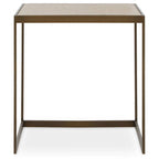 Natural Oak Veneer Large Side Table with Brown Brushed Brass Steel Sledge Base | Grenoble