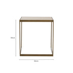 Natural Oak Veneer Large Side Table with Brown Brushed Brass Steel Sledge Base | Grenoble