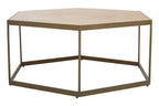 Natural Oak Hexagonal Veneer Coffee Table with Brown Brushed Brass Steel Frame | Grenoble