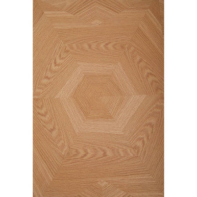 Natural Oak Hexagonal Veneer Coffee Table with Brown Brushed Brass Steel Frame | Grenoble
