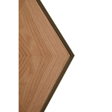 Natural Oak Hexagonal Veneer Coffee Table with Brown Brushed Brass Steel Frame | Grenoble