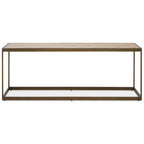 Brown Oak Veneer Top and Brushed Brass Frame Coffee Table | Grenoble