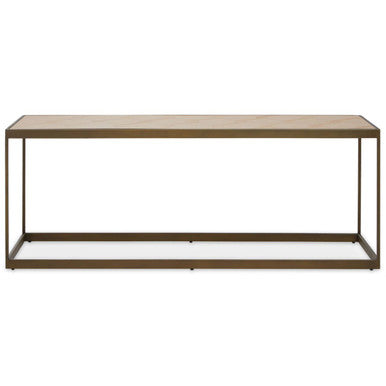 Brown Oak Veneer Top and Brushed Brass Frame Coffee Table | Grenoble