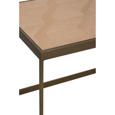 Brown Oak Veneer Top and Brushed Brass Frame Coffee Table | Grenoble