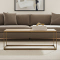 Brown Oak Veneer Top and Brushed Brass Frame Coffee Table | Grenoble