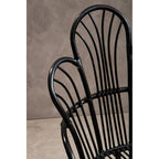 Black Natural Rattan and Black Metal Scalloped Back Chair | Java