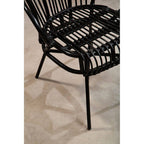 Black Natural Rattan and Black Metal Scalloped Back Chair | Java